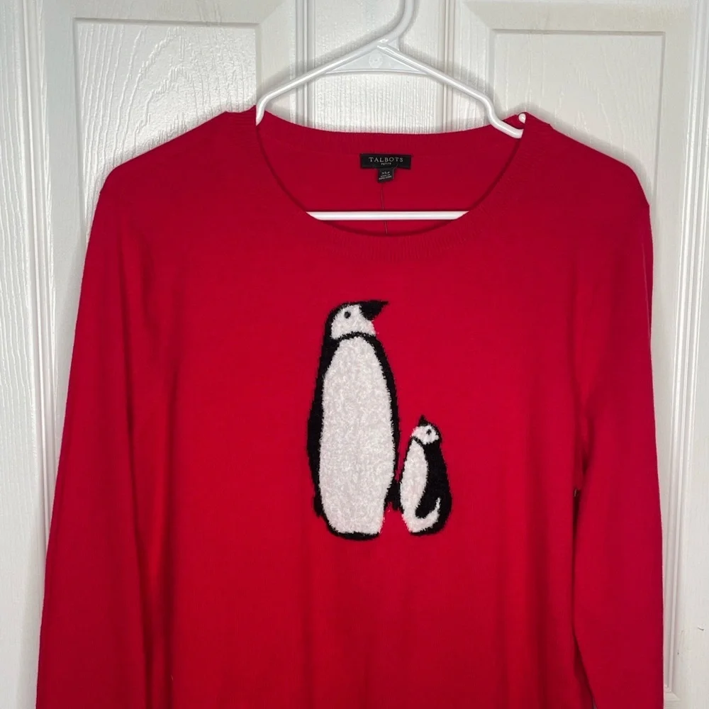 Talbots Supersoft Penguin Crewneck Cashmere Blend Lightweight Preppy Sweater XLP - Picture 4 of 11